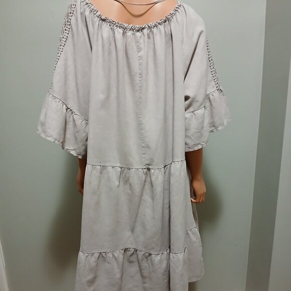 Terzo Millennio Linen Tiered Dress Extra Large Size 0X Made in Italy Lace Accent - Picture 8 of 14